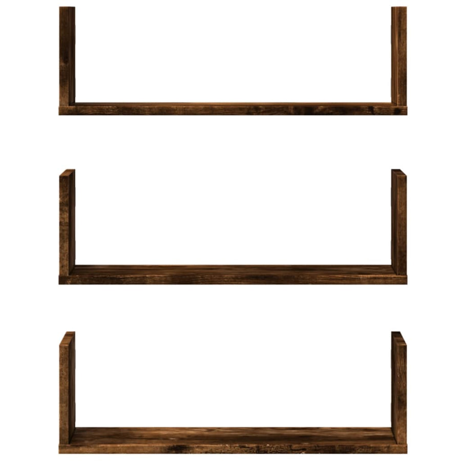 Wandschappen 3 st 58x18x18 cm bewerkt hout gerookt eikenkleurig