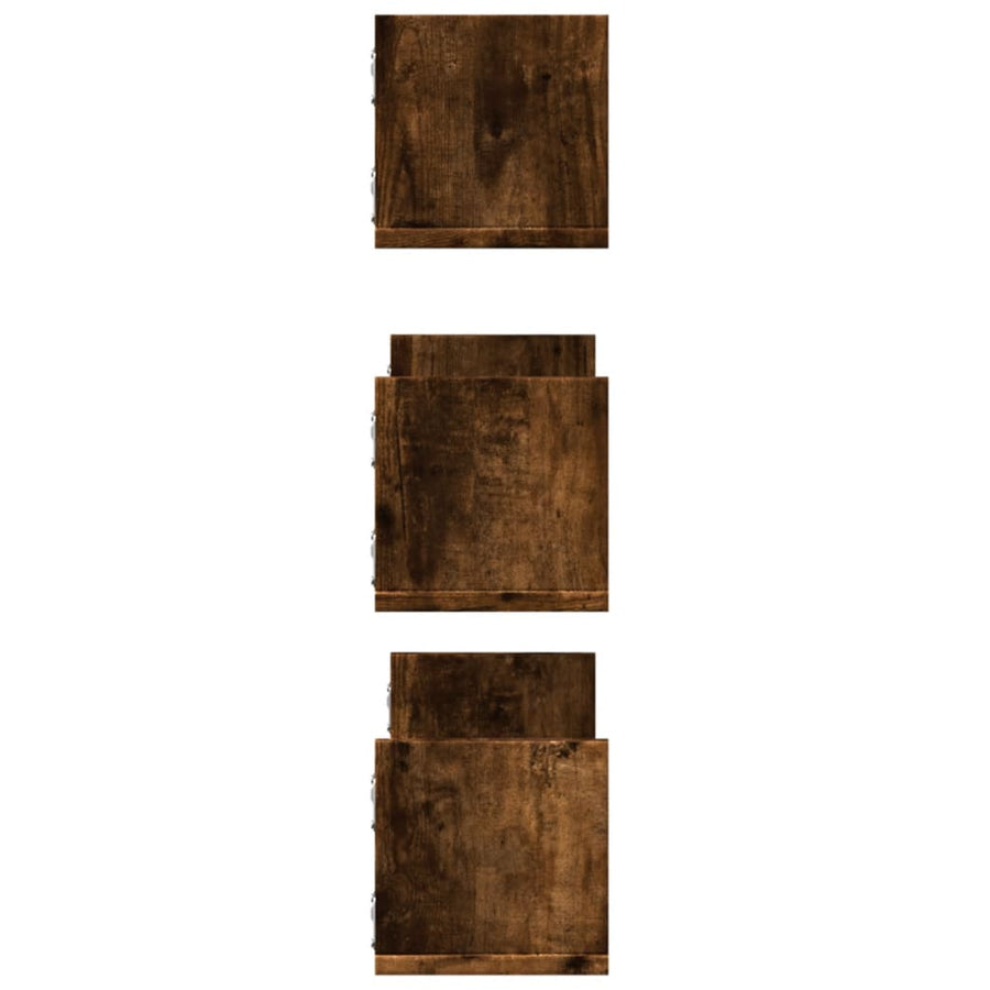 Wandschappen 3 st 58x18x18 cm bewerkt hout gerookt eikenkleurig
