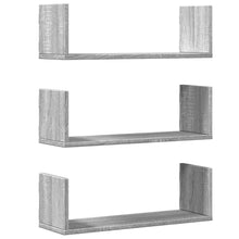 Wandschappen 3 st 58x18x18 cm bewerkt hout grijs sonoma eiken