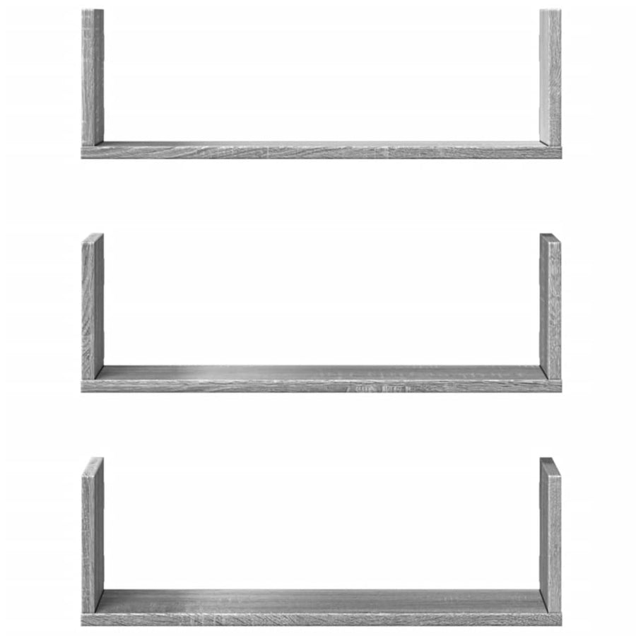 Wandschappen 3 st 58x18x18 cm bewerkt hout grijs sonoma eiken