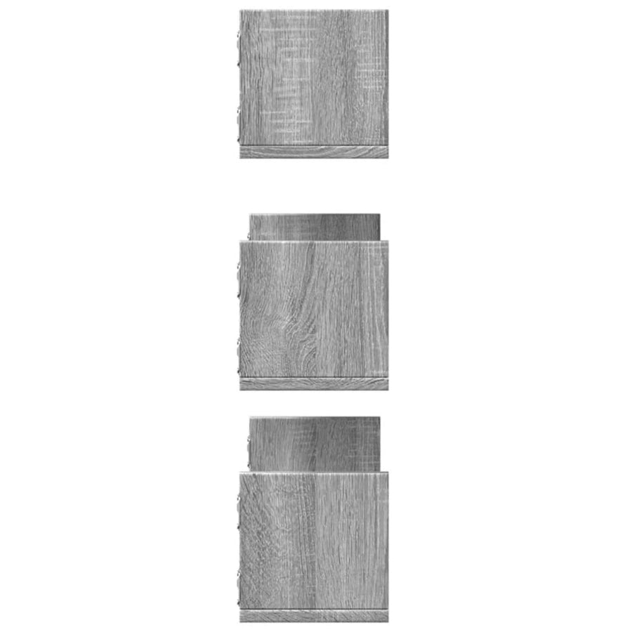 Wandschappen 3 st 58x18x18 cm bewerkt hout grijs sonoma eiken