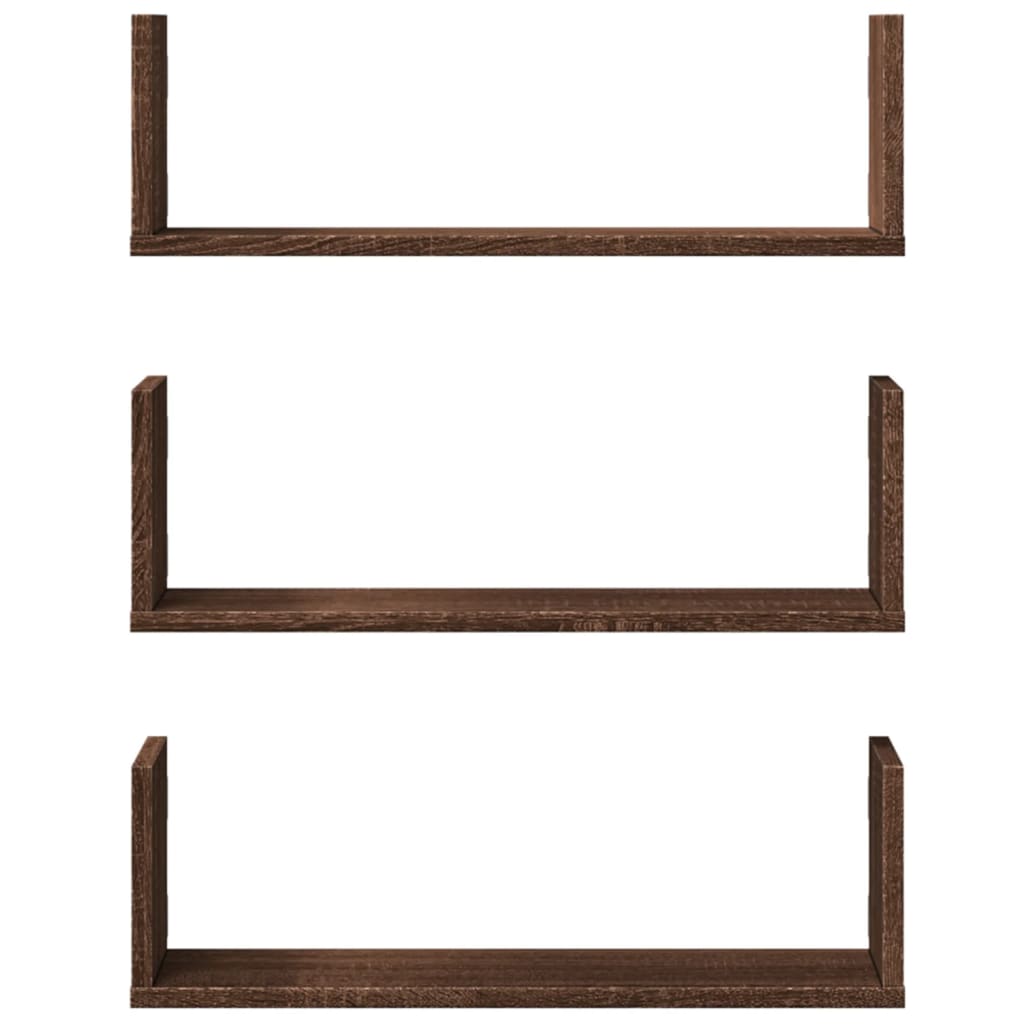 Wandschappen 3 st 58x18x18 cm bewerkt hout bruin eikenkleurig