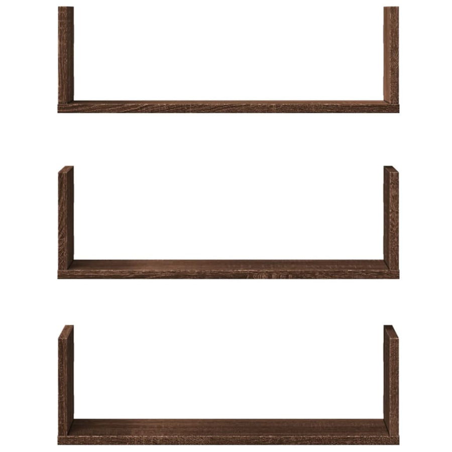 Wandschappen 3 st 58x18x18 cm bewerkt hout bruin eikenkleurig