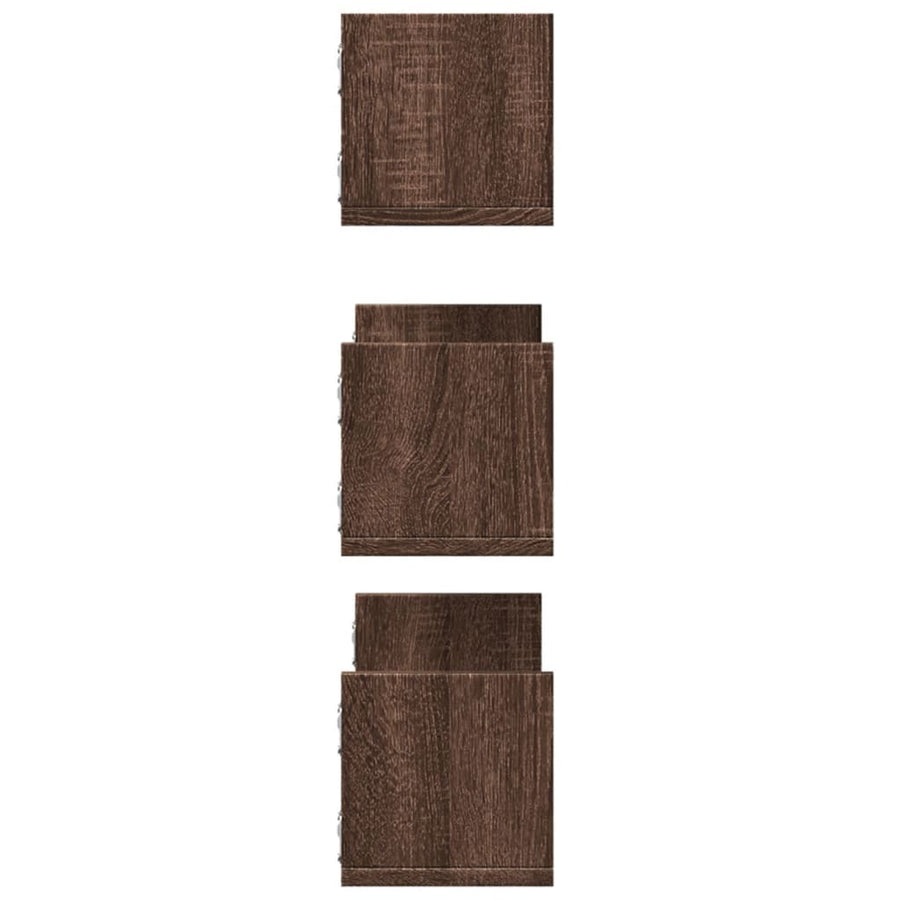 Wandschappen 3 st 58x18x18 cm bewerkt hout bruin eikenkleurig