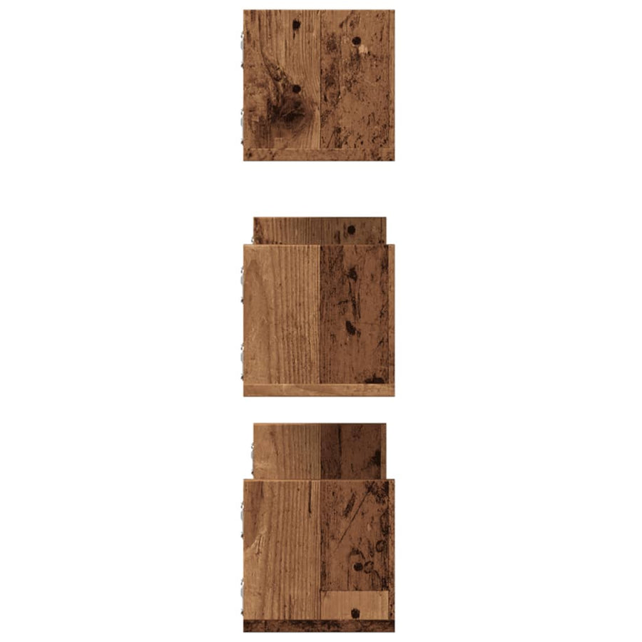 Wandschappen 3 st 58x18x18 cm bewerkt hout oud houtkleurig