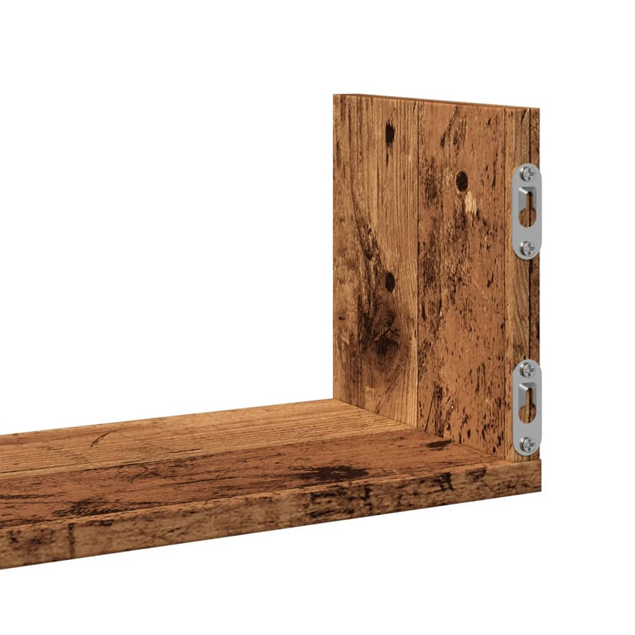 Wandschappen 3 st 58x18x18 cm bewerkt hout oud houtkleurig