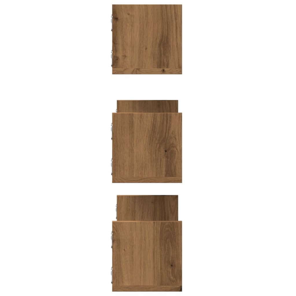 Wandschappen 3 st 58x18x18 cm bewerkt hout artisanaal eiken