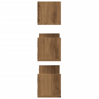 Wandschappen 3 st 58x18x18 cm bewerkt hout artisanaal eiken