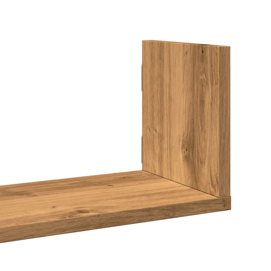 Wandschappen 3 st 58x18x18 cm bewerkt hout artisanaal eiken