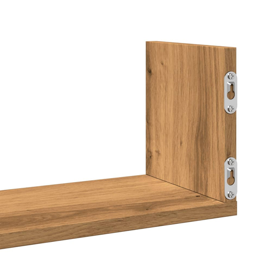 Wandschappen 3 st 58x18x18 cm bewerkt hout artisanaal eiken
