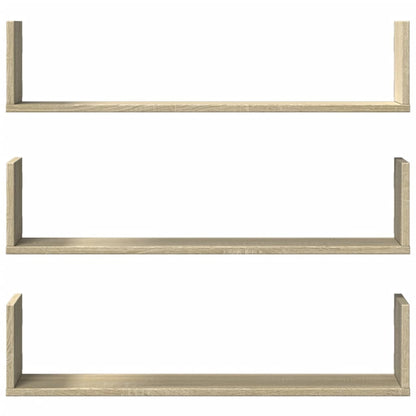 Wandschappen 3 st 80x18x18 cm bewerkt hout sonoma eikenkleurig