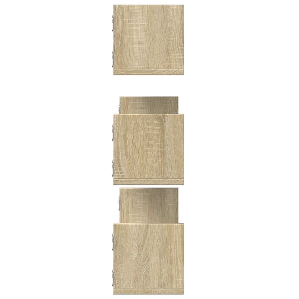 Wandschappen 3 st 80x18x18 cm bewerkt hout sonoma eikenkleurig