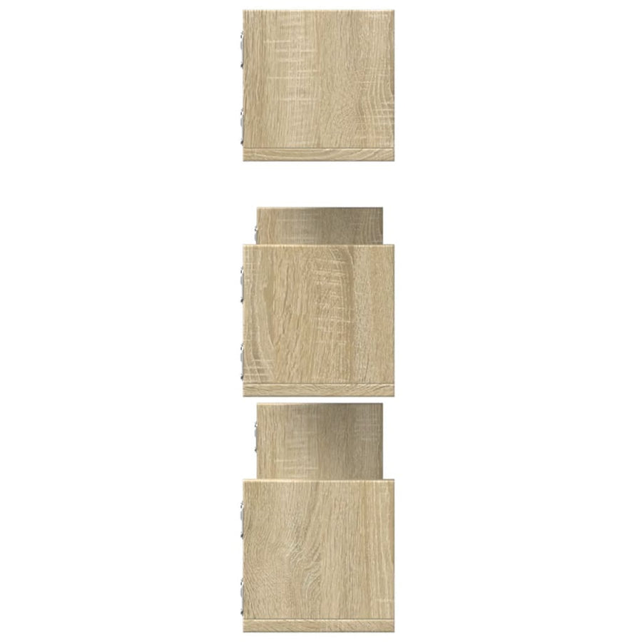 Wandschappen 3 st 80x18x18 cm bewerkt hout sonoma eikenkleurig