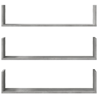 Wandschappen 3 st 80x18x18 cm bewerkt hout betongrijs