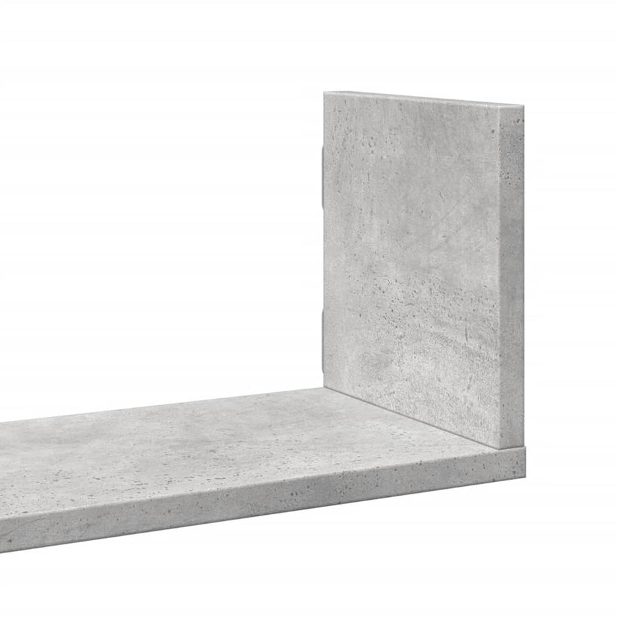 Wandschappen 3 st 80x18x18 cm bewerkt hout betongrijs
