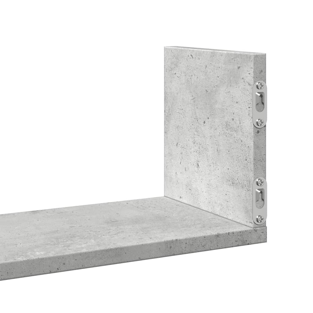 Wandschappen 3 st 80x18x18 cm bewerkt hout betongrijs