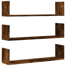 Wandschappen 3 st 80x18x18 cm bewerkt hout gerookt eikenkleurig