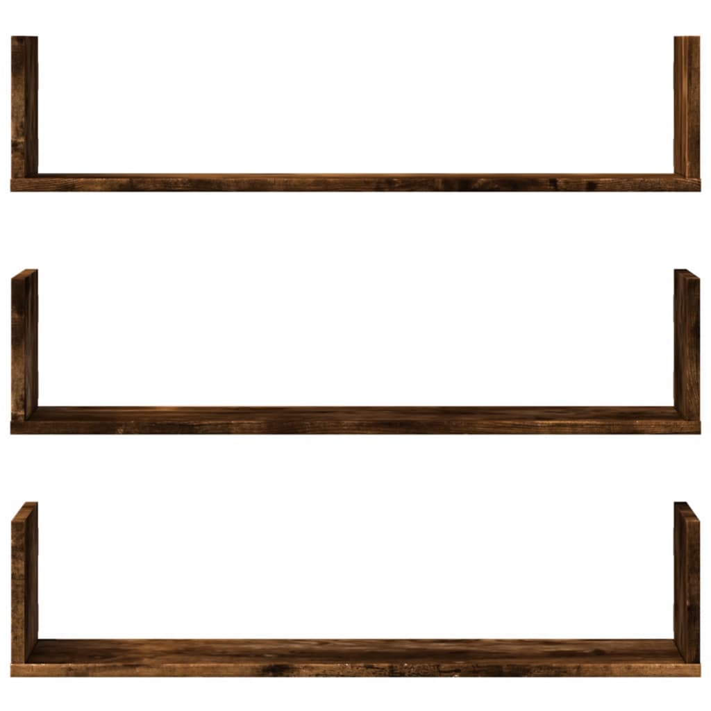 Wandschappen 3 st 80x18x18 cm bewerkt hout gerookt eikenkleurig