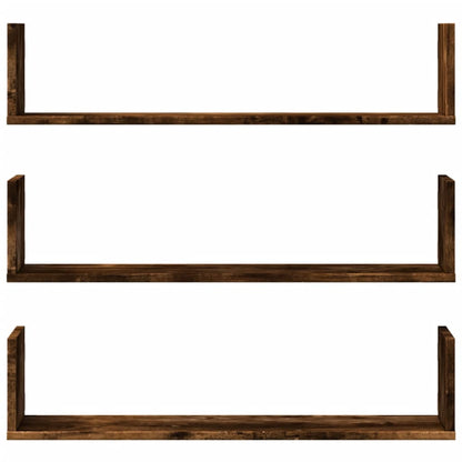 Wandschappen 3 st 80x18x18 cm bewerkt hout gerookt eikenkleurig