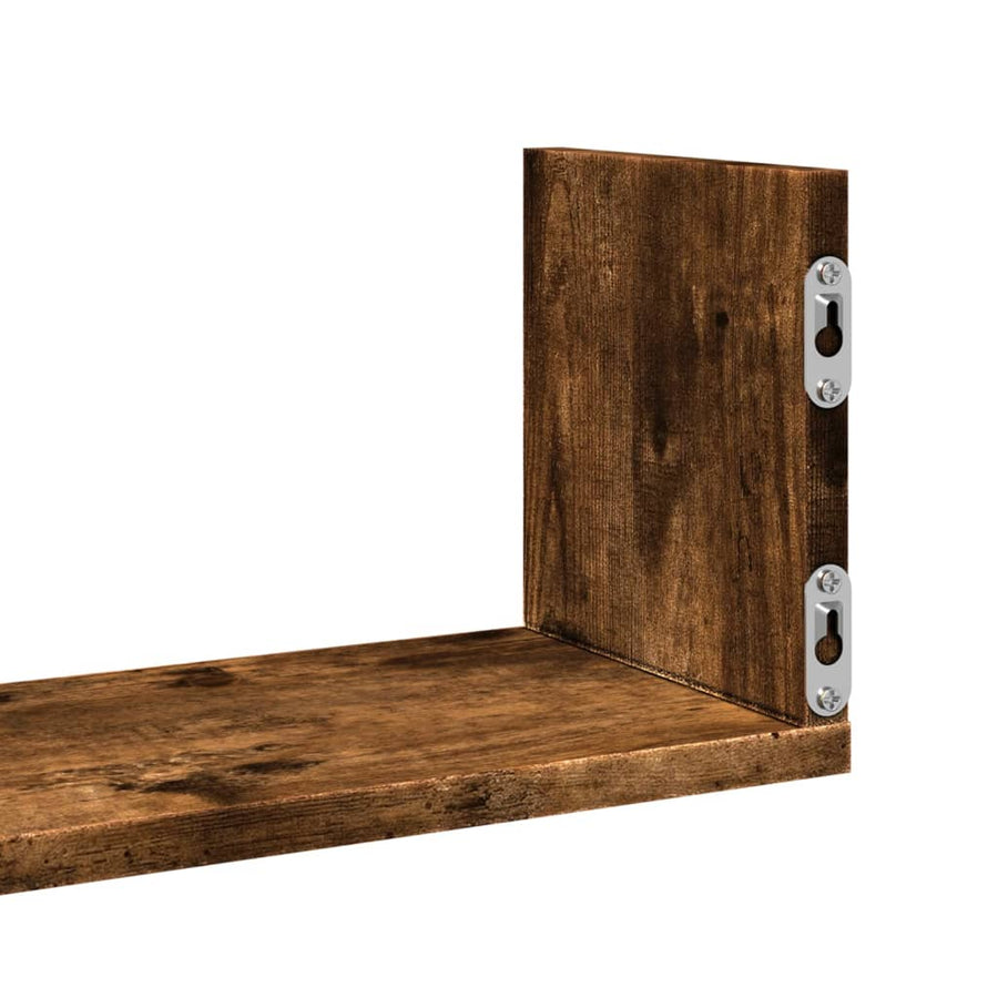 Wandschappen 3 st 80x18x18 cm bewerkt hout gerookt eikenkleurig