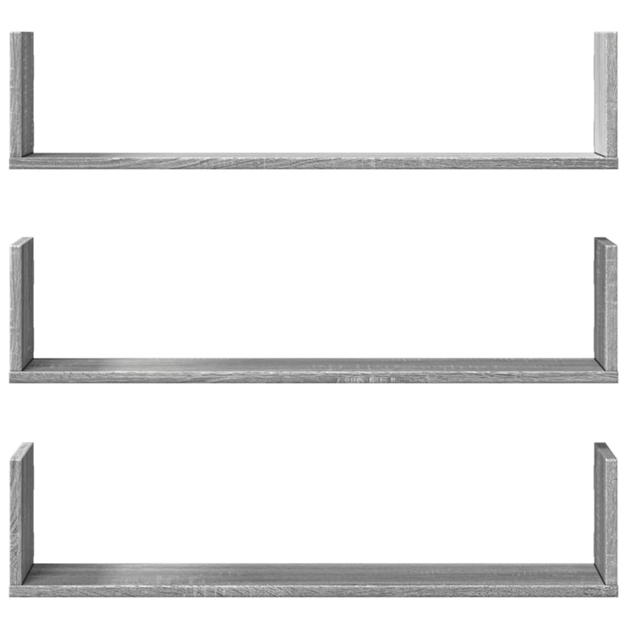 Wandschappen 3 st 80x18x18 cm bewerkt hout grijs sonoma eiken