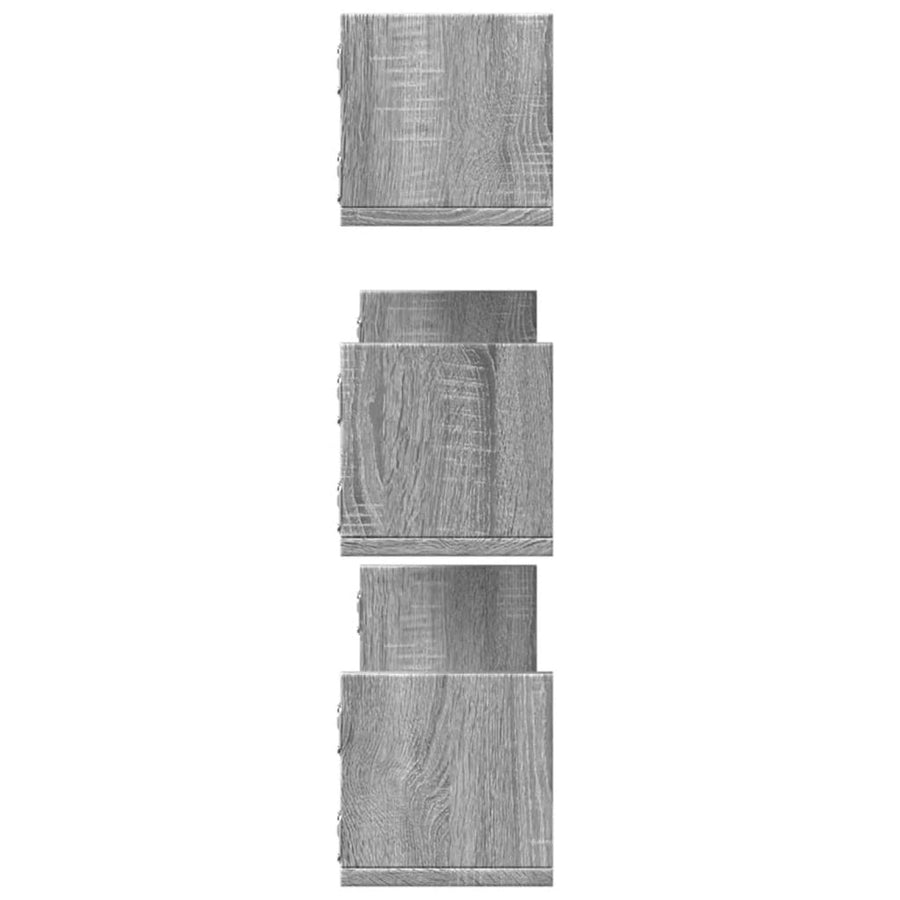 Wandschappen 3 st 80x18x18 cm bewerkt hout grijs sonoma eiken