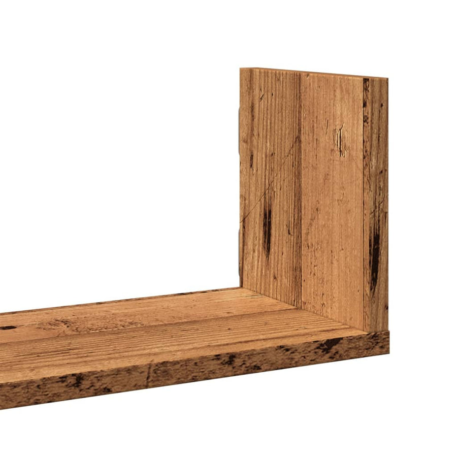 Wandschappen 3 st 80x18x18 cm bewerkt hout oud houtkleurig