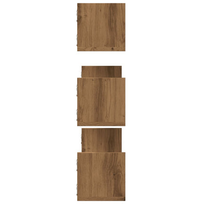 Wandschappen 3 st 80x18x18 cm bewerkt hout artisanaal eiken