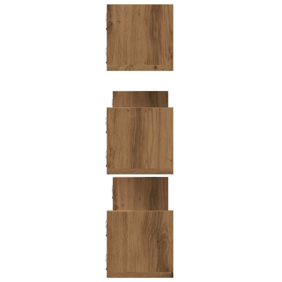 Wandschappen 3 st 80x18x18 cm bewerkt hout artisanaal eiken