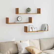 Wandschappen 3 st 80x18x18 cm bewerkt hout artisanaal eiken