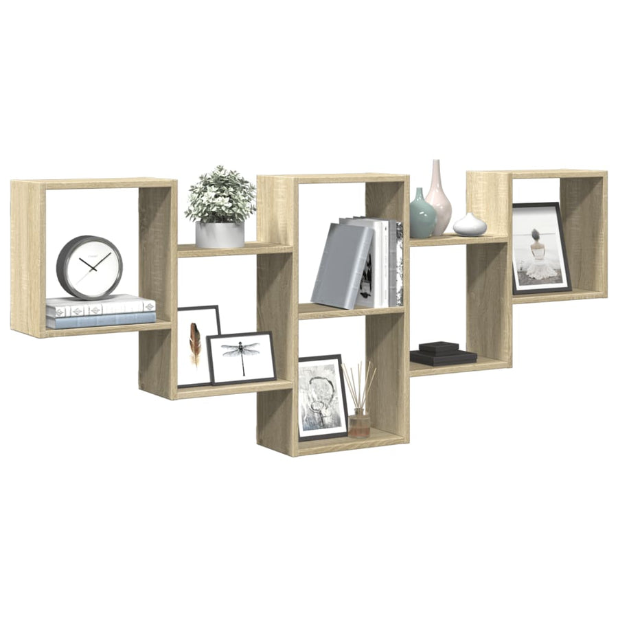 Wandschap 159x18x66 cm bewerkt hout sonoma eikenkleurig