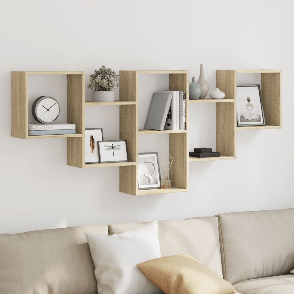 Wandschap 159x18x66 cm bewerkt hout sonoma eikenkleurig