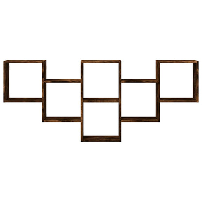 Wandschap 159x18x66 cm bewerkt hout gerookt eikenkleurig