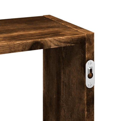 Wandschap 159x18x66 cm bewerkt hout gerookt eikenkleurig