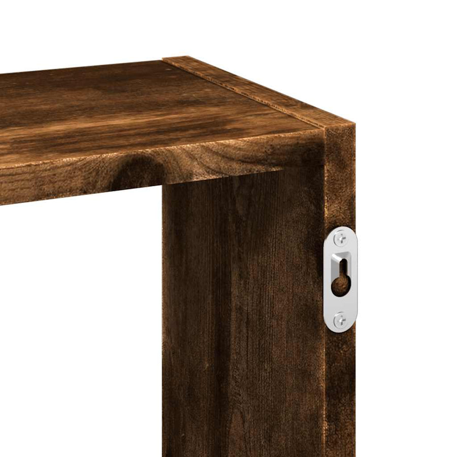 Wandschap 159x18x66 cm bewerkt hout gerookt eikenkleurig