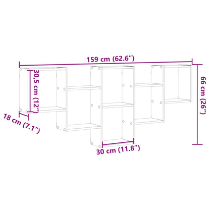 Wandschap 159x18x66 cm bewerkt hout grijs sonoma eikenkleurig