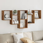 Wall shelf 159x18x66 cm carved wood old wood-colored