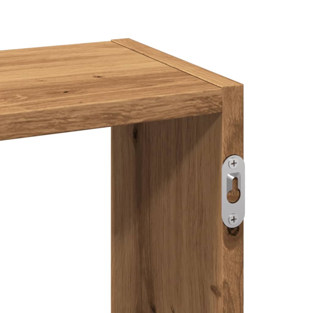 Wandschap 159x18x66 cm bewerkt hout artisanaal eikenkleurig