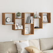 Wandschap 159x18x66 cm bewerkt hout eikenkleurig