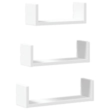 Wandschappen 3 st bewerkt hout wit