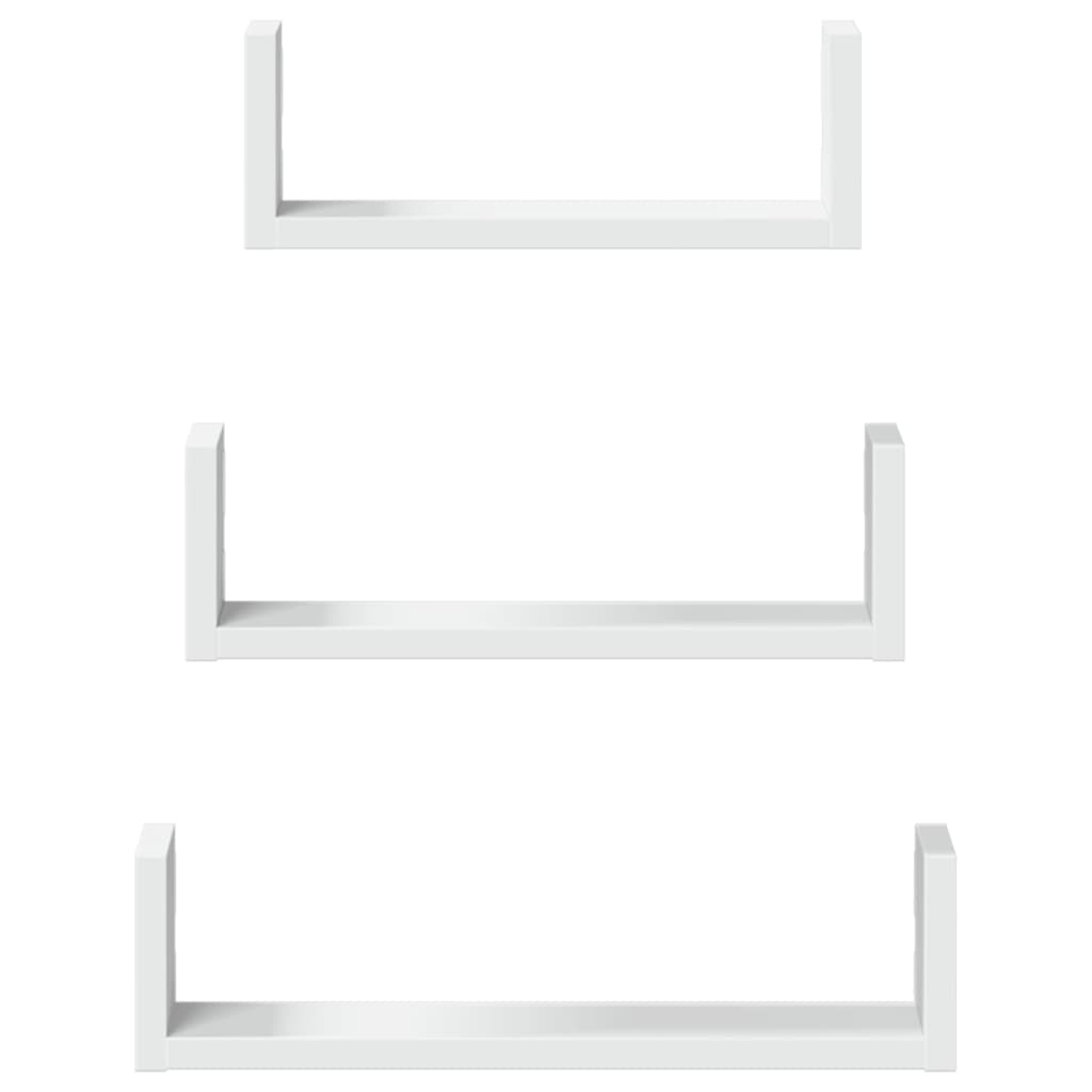 Wandschappen 3 st bewerkt hout wit