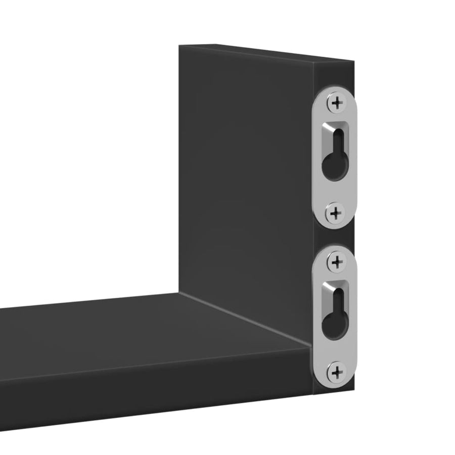 Wandschappen 3 st bewerkt hout zwart