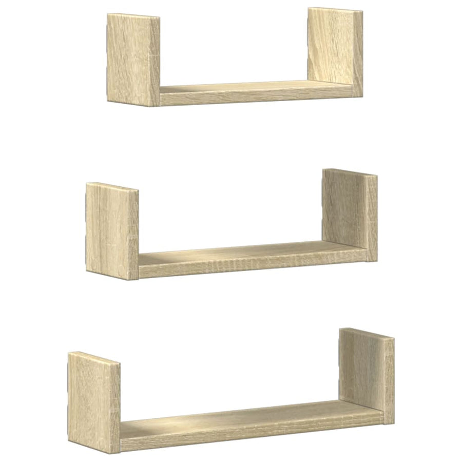 Wandschappen 3 st bewerkt hout sonoma eikenkleurig