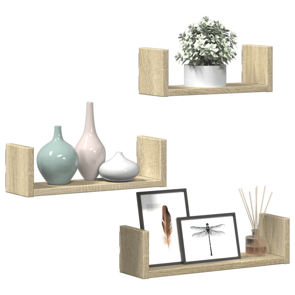 Wandschappen 3 st bewerkt hout sonoma eikenkleurig