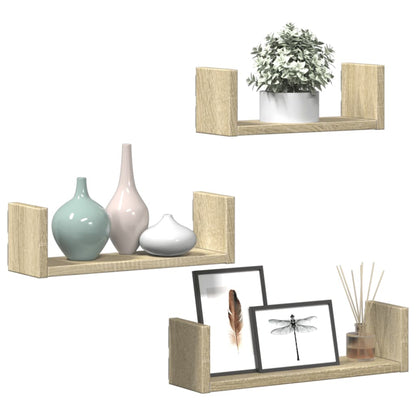 Wandschappen 3 st bewerkt hout sonoma eikenkleurig