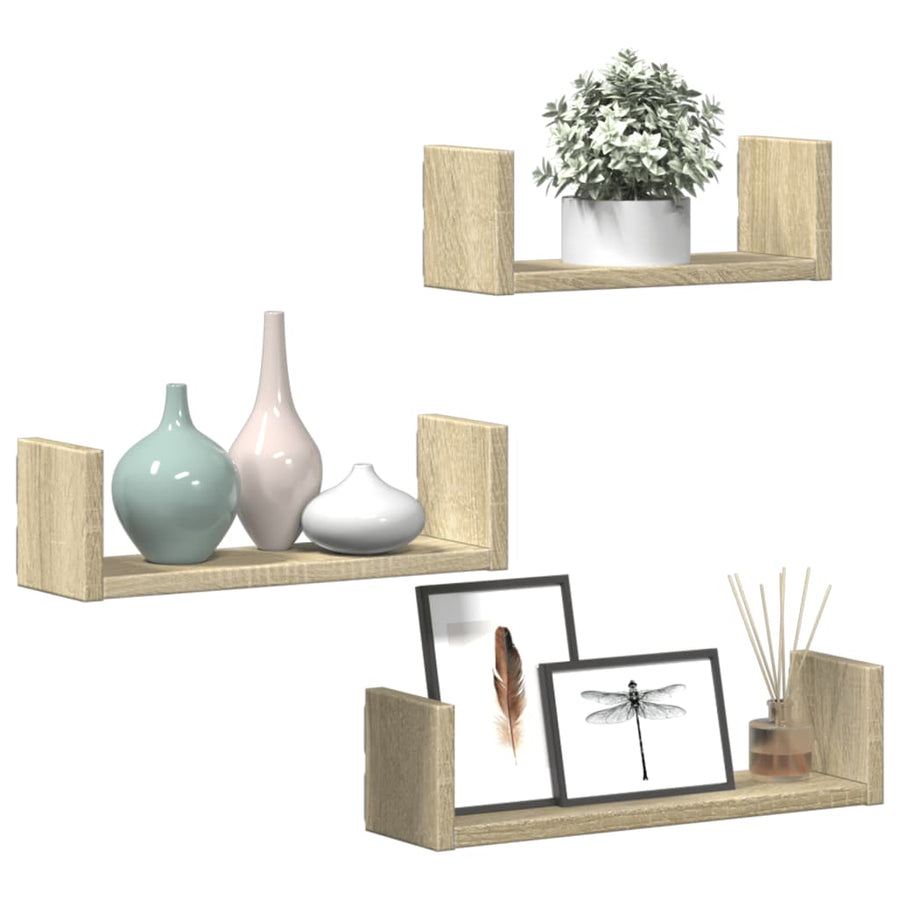 Wandschappen 3 st bewerkt hout sonoma eikenkleurig