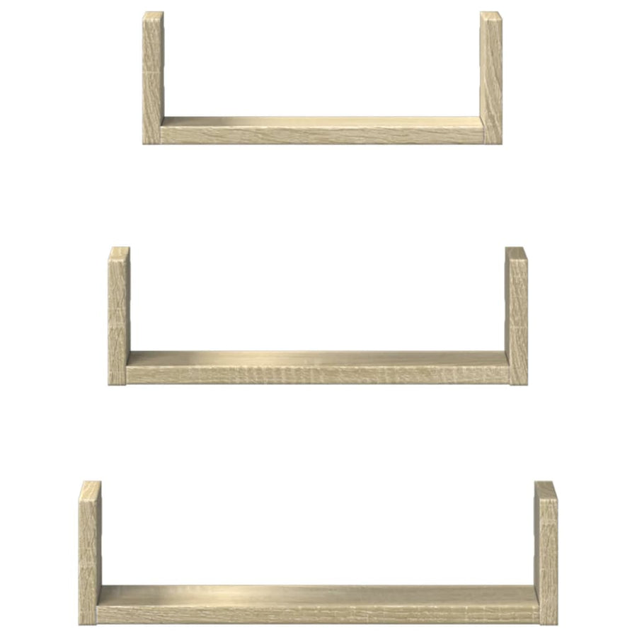 Wandschappen 3 st bewerkt hout sonoma eikenkleurig