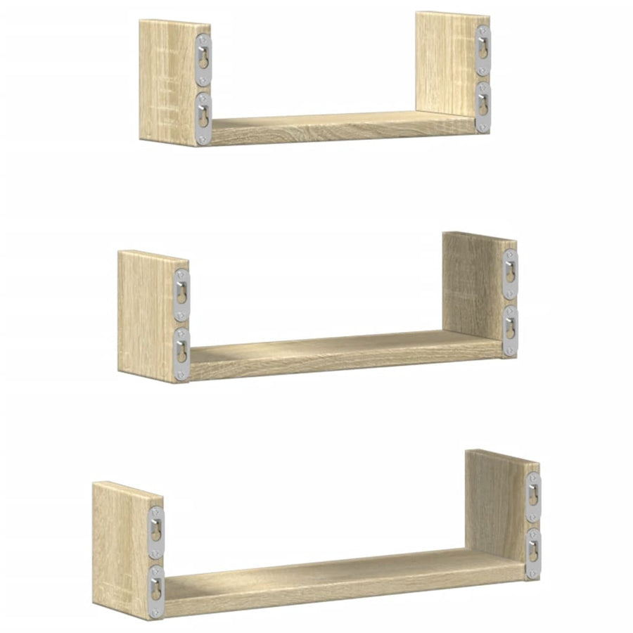 Wandschappen 3 st bewerkt hout sonoma eikenkleurig