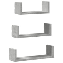Wandschappen 3 st bewerkt hout betongrijs