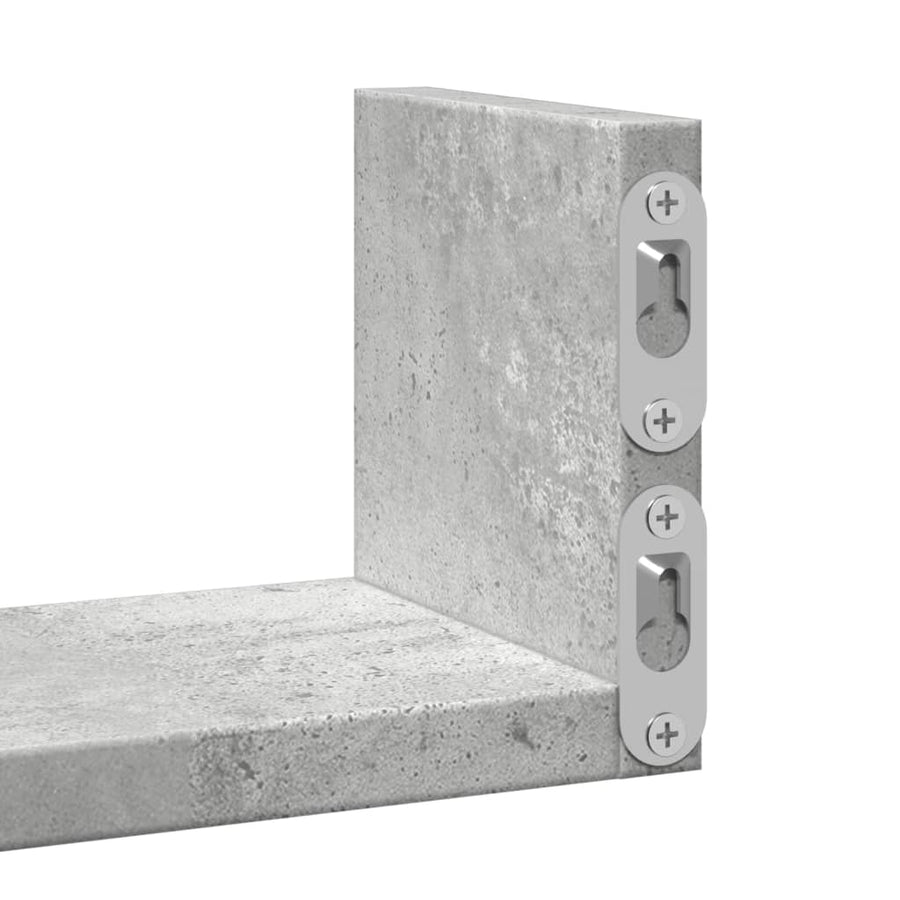Wandschappen 3 st bewerkt hout betongrijs